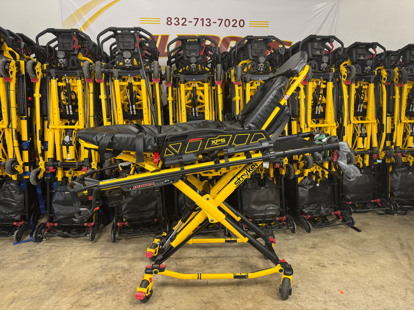 Refurbished Stryker Power-Pro XT XPS 6506 ambulance stretcher with expandable siderails